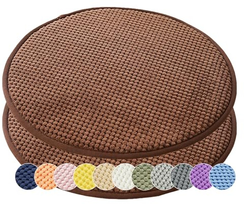 1/2er Set Rund Sitzkissen Kordsamt Rund Stuhlkissen Polster Auflage Kissen, Stuhlauflage rutschfest Sitzpolster für Haus & Garten Büro (Braun,30x30cm (2er-Pack))