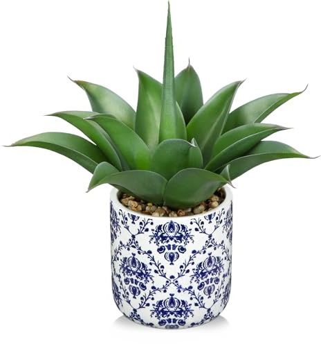 Oairse 33 cm - Plante artificielle en pot - Agave - Décoration moderne - Plantes artificielles à l'aloe vera - Décoration pour salon, balcon, chambre à coucher, salle de bain, chambre à coucher