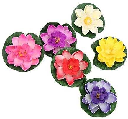 Teich-Dekoration, künstliche Teichpflanzen, 6 Farben, leicht, DIY-Herstellung, attraktive dekorative Schieß-Requisiten für Pool, 6 Stück