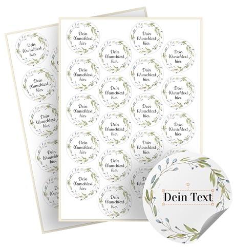 Weihnachtssticker selbst gestalten – 40 personalisierte Aufkleber - Stickerbögen – rund, Ø 5 cm – Weihnachtsetiketten als Geschenkaufkleber – Sticker mit Namen - Kranz - Motiv 10