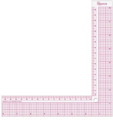 KEARING 8 Plastic L-Square Ruler - Clear Sewing Ruler for Pattern Making