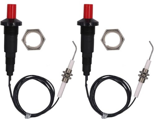 VISSQH accenditore piezoelettrico accenditore a Pulsanteaccenditore a scintilla Piezoelettrica,con cavo Accenditore Ceramico per Grill per Barbecue per Gas Camino accenditore elettrodo(2 pezzi)
