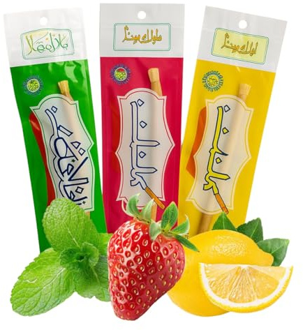 Pack de 3 Siwaks Naturels Aromatisés | Brosse à Dents Écologique pour Dents Blanches et Gencives Saines | Saveurs Fraise, Menthe et Citron