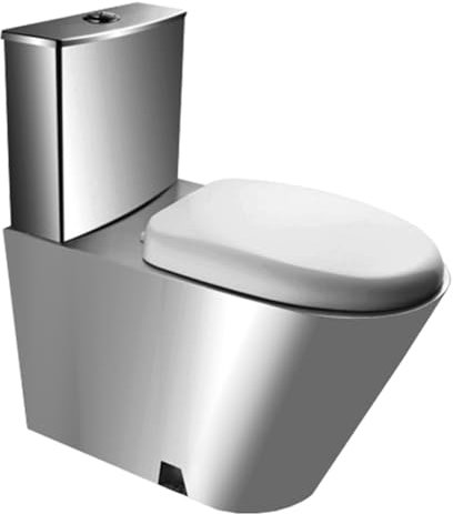 QUSYZD Toilettes en Acier Inoxydable 304, Toilettes commerciales avec réservoir d'eau, Toilettes à Double Chasse d'eau à Siphon Haute efficacité, siège de Toilette COM,D