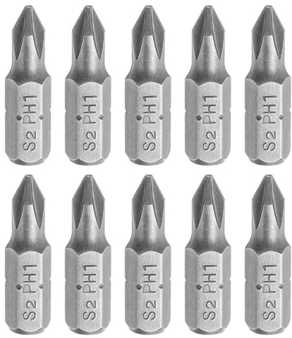 sourcing map 10pcs Phillips Screwdriver Bits 1/4 Hex Shank PH1 Head 1 Length S2 Steel Cross-Head Drill Bits for Repair Work Electric Screw Driver