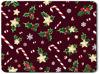 Tapetes de secado de platos de Navidad para cocina, acebo y bastón de caramelo, escurridor de goma absorbente, almohadilla de secado de piel sintética para cafetería, 18 x 24 pulgadas