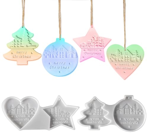 LUMOOM 2 stampi in silicone per resina epossidica, stampi in gesso per colata di cuore e stella, stampi riutilizzabili in silicone