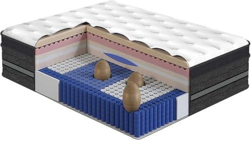 Matelas 140x200 cm Luxe, Extra-épaisse 30 CM Mousse multicouche+Bleu Latex+Mousse à mémoire de Forme, Noyau à ressorts, Ergonomique, H3 Mi-ferme,7 Zones, Hypoallergénique, Respirant, Haute résilience