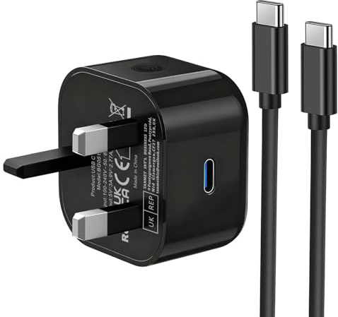 Samsung Fast Charger Plug and 1M Cable, Samsung USBC Charging Lead with USB Type C Plug for Galaxy S26 S25 S24 S23 S22 S21 S20 A32 A33 A34 A35 A36 A53 A54 A55 A56 A52 A17 A16 A15 A25 A26 A22 A23 A24