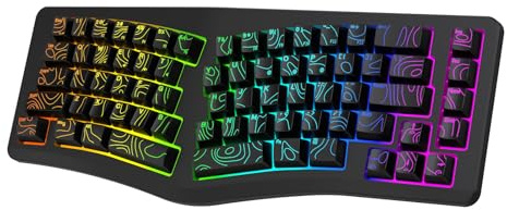 SUNGOOYUE Tastiera Ergonomica, Tastiera da Gioco Cablata Retroilluminata RGB con Layout a Forma di V a 69 Tasti per la Configurazione del Computer di Casa in Ufficio