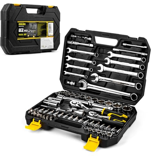 DOWELL Juego profesional de 82 piezas de insertos y bits | accionamiento de 1/4 y 1/2 con trinquete | trinquete de 72 dientes | TORX a prueba de manipulaciones e insertos para atornillador de