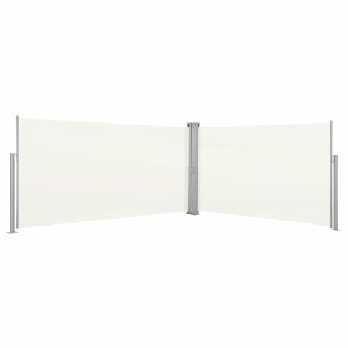 Ziaphsol Store latéral extensible 160 x 600 cm, crème, en polyester résistant aux UV, double brise-vue pour terrasse, balcon, jardin