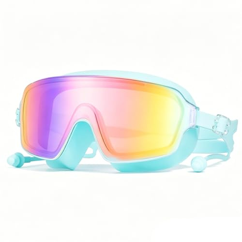Fonyet Lunettes de plongée pour enfants de 3 à 15 ans - Avec bouchons d'oreilles et bandeau réglable - Grand angle - Protection UV
