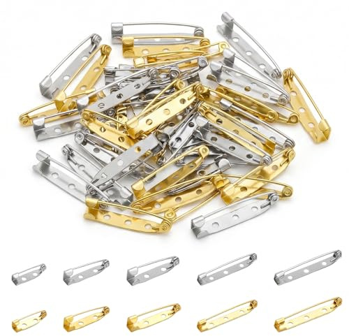100 Stück Broschennadeln Safety Pin Metall Broschen Mehrzweck Anstecknadeln Gold & Silber Sichere Verschlussspange für DIY Crafts Schmuck Handwerk Broschenverschluss 20 mm/25 mm/30 mm/35 mm/40 mm