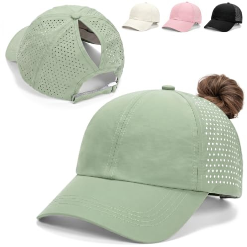 Kanzith Baseball Cap Damen Pferdeschwanz, Ponytail Kappe Schirmmütze | Schnell Trocknend, Atmungsaktive Mesh Sommerkappe mit verstellbarem Verschluss - perfekt für Running Fitness Tennis Outdoor