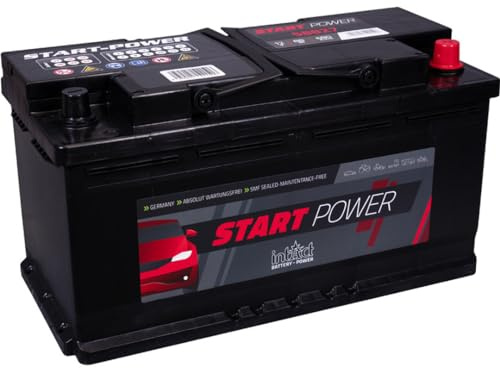 intAct Start-Power 58827GUG, wartungsarme Autobatterie 12V 90Ah 720 A (EN), Schaltung 0 (Pluspol rechts), Maße (LxBxH): 353x175x190mm