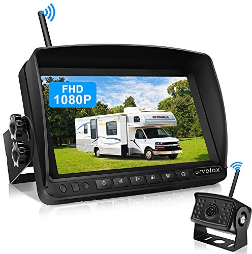 URVOLAX Rückfahrkamera Kabellos,7 Zoll Monitor IP69K wasserdichte Auto Rückfahrkamera Funk, 1080P HD Nachtsicht 170 ° Weitwinkel Einparkhilfe Kabellos für LKW Wohnwagen Anhänger UR61X