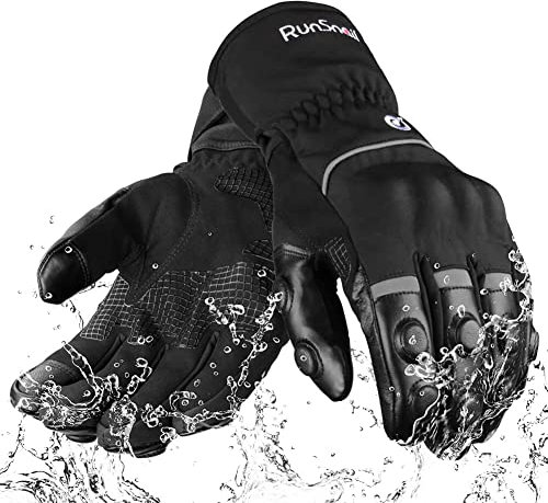 2KP CE Gants de Moto Hiver, Gants de Moto Imperméables pour Hommes et Femmes, Protection Legère et Chaude, Gants de Motard à Écran Tactile Avec Protection Rigide Des Articulations pour VTT, BMX