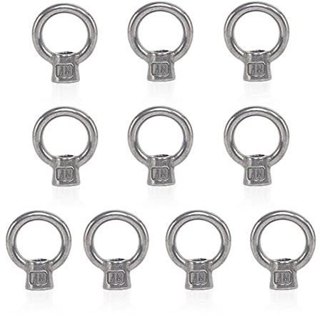 Lependor M8 Metric Ring Shape Lifting Eye Nut 304 Stainless Steel Lifting Eye Threaded Nut Fastener - 10 Pcs M8 (5/16