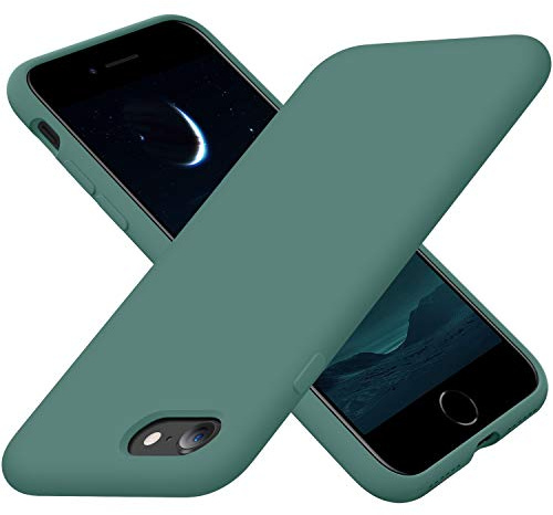 Cordking Designed for iPhone SE 2022/2020 7 8 Case, 4.7, Midnight Green | Silicone Ultra Slim Shockproof Phone Case with [Soft Microfiber Lining]