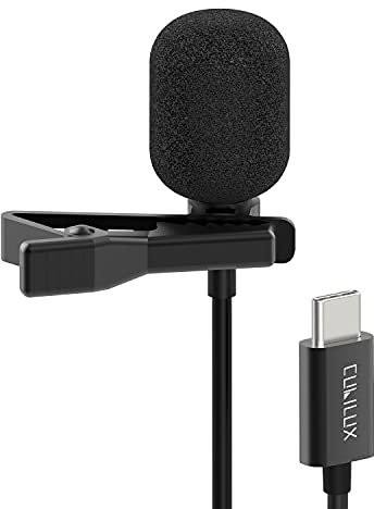 Cubilux Micrófono de Solapa unidireccional USB C, Compatible con MacBook, iPhone 15+/15 Pro MAX, iPad 10/Pro/Air 5/4, Samsung S24/S23/S22 Tab S8/S7/S6, Pixel 8/7 Pro, 1.5 m