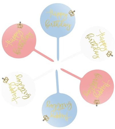 12Pcs Happy Birthday Cake Topper, Runde Acryl Geburtstag Cupcake Topper Kuchen Pick Dekorationen für Geburtstagsfeier Kuchen Desserts Gebäck