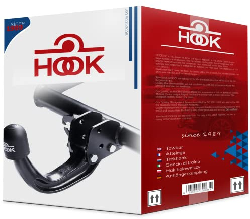 Hook starre AHK Anhängerkupplung kompatibel mit BMW 5er E60 Stufenheck Limousine 07.2003-02.2010 + universell Elektrosatz 7-polig