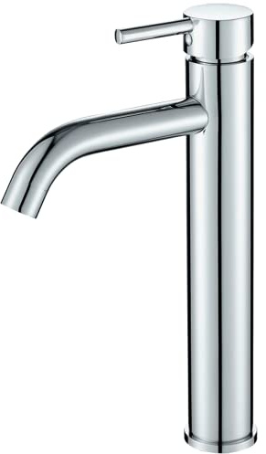 VALAZ Grifo Lavabo Cromado Alto Pica Serie Jabalon | Grifo Monomando Lavabo, Mezclador Agua Fría y Caliente, Ahorro de Agua | Instalación Fácil y Rápida | Latón, Inoxidable