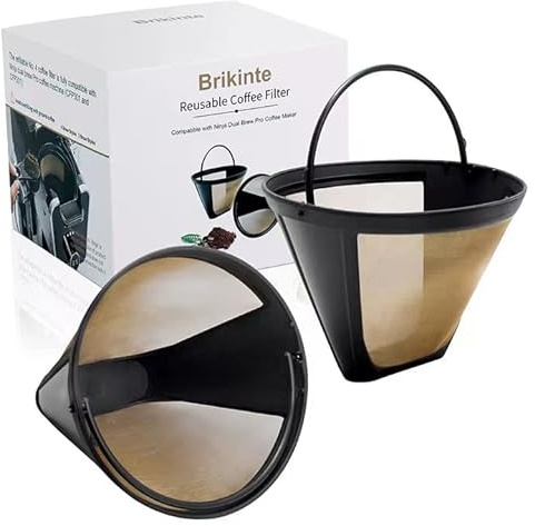 2 Pack Reusable Coffee Filters #4 for Ninja Dual Brew Coffee Maker | Permanent Coffee Filters for for Ninja CFP301, CFP307, CFP101, GP161, Food-Grade, Durable, Dishwasher-Safe, Fine Filtration