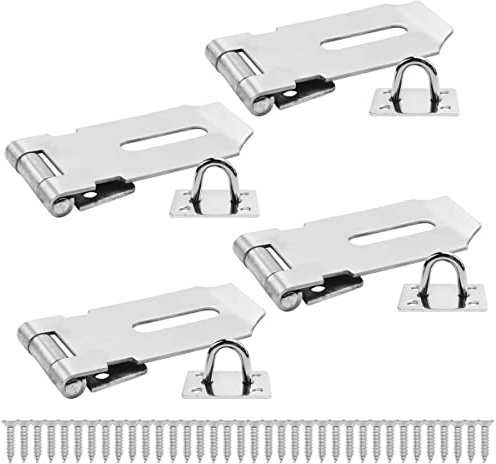 Bwintech 4 pcs Padlock Hasp Latch Locks 3 Inch (75mm) 304 Stainless Steel Door Lock Hasp Latch Hasp for Door Shed Gate Cabinet with Screw Brushed Nickel