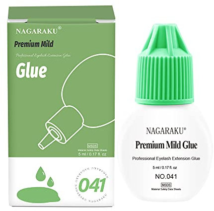 NAGARAKU Mild Colla Per Ciglia Nere 5ml | Tempo Di Asciugatura 4-6s | Dura 4-5 Settimane | Conservazione 1 Anno | Facile Da Rimuovere | Ideale Per Principianti | Colla Adesiva Per Esercitazioni