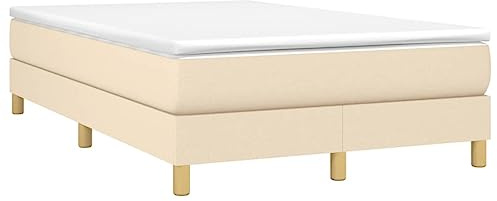vidaXL Boxspringbett mit Matratze Creme 120x200 cm Stoff