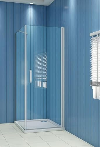 Aica Sanitär Duschkabine 80x80cm Duschabtrennung 5mm Glas Dusche Duschwand Duschtür Drehtür H185cm