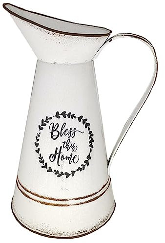 Yardwe 1 Pc Olla De Pico De Pato Jarrón Rústico Jarrón Decorativo Rústico Mini Barril De Hierro Jarra De Flores De Metal Escritorio Decoración Receptáculo Manejar Hoja Galvanizada