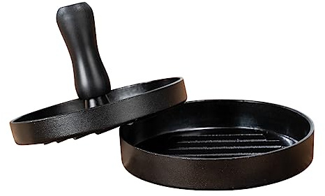 WENKO Burgerpresse Mod. Patty für gleichmäßiges Formen von Burger-Patties mit Antihaftbeschichtung aus Aluminium schwarz Ø 12 cm Höhe 8 cm