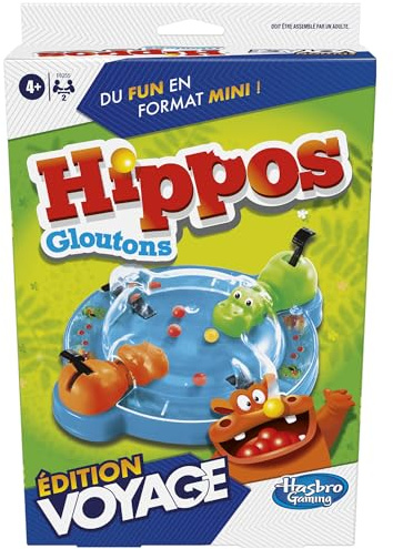 Juego Hippos Gloutons Edición Viajes, Juego Portátil para 2 Jugadores, Juego de Viaje para Niños, Incluye 2 hipopótamos