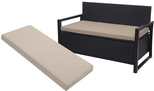 A ATH COLLECTION 100% Waterproof 2 3 4 Seater Indoor & Outdoor Bench Cushion Seat Pads for Lawn & Garden, Patio, Office, Coffee Shop with Removable cover (2 Seater 108cm x 45cm x 5cm, Cream)
