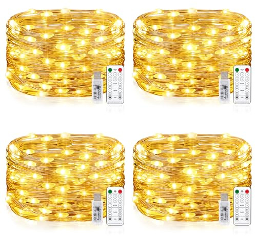 Vacoulery Catena Luminosa 100 LED 10M 8 Modalità, USB Luci a Stringa Timer con Telecomando Filo di Rame Luci Led Stringa Luci Per Feste, Natale, Decorazioni Interne ed Esterne