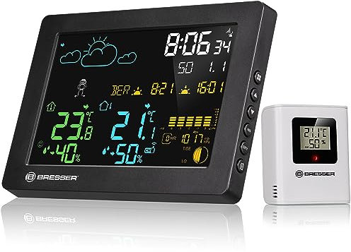 BRESSER MeteoTemp Baro HZ Colour Weather Station - Your Daily Guide for Accurate Weather Forecasting, Indoor Climate Control and Time Management