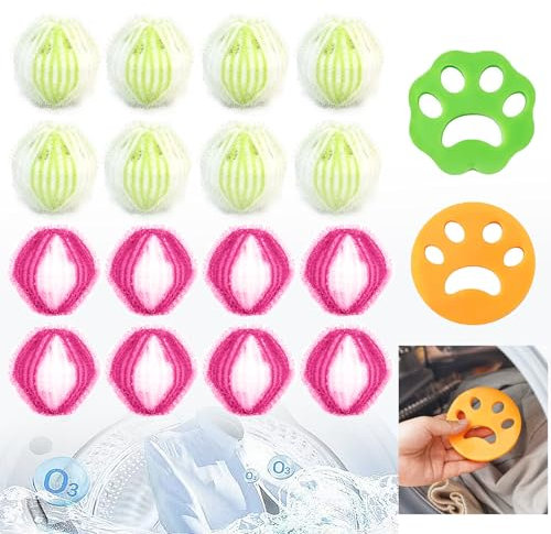 ANROI 18pcs Tierhaarentferner Waschmaschine, Haustierhaarentferner, Wiederverwendbarer Haarfänger, Haustierhaarentferner für die Waschmaschine, Fusselbälle（A）