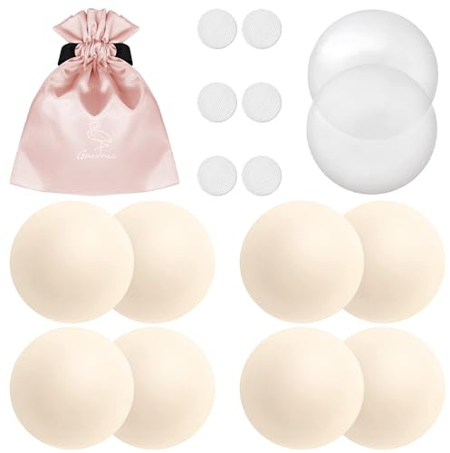 Gmumu® Nippelpads – Damen Nipple Cover mit Brustwarzenschutz Nipple Pads wiederverwendbar & waschbar - dünne Selbstklebende Brustwarzen Nippelabdeckung aus hypoallergenem Silikon mit Tasche, 8 cm