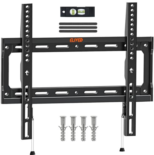 ELIVED EV3035 Support mural fixe pour la plupart des téléviseurs plats et incurvés de 26 à 60 pouces, support TV ultra fin, universel, max. VESA 400 x 400 mm, supporte jusqu'à 45 kg, EV3035