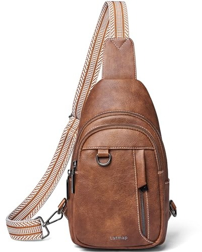 LATMAP 7L Sling Bag Damen,Brusttasche Damen Kleine Crossbody Bag PU Leder Tasche Umhängetasche Diebstahlsicher Schultertasche für Outdoor Sport