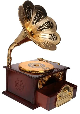 Cabilock Retro Phonographen Form Spieluhr Musik Artware Dekorative Desktop Ornament Für Home Office Geschenk Als Aufbewahrungsbox Mit Glatter Oberfläche Und Angenehmer Haptik