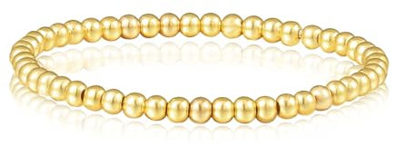MILAKOO Gold Bead Armbänder für Frauen 4mm Stretch kugelarmband Gold Stahl Freundschaftsarmband mit Muschel Perlen Anhänger