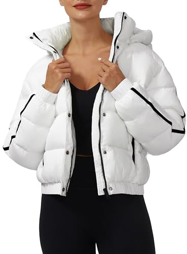 Pioneer Camp Cropped Steppjacke Damen mit Kapuze Warm | Abnehmbare Kapuze, DuPont-Wärmeisoliermaterial, 2 Taschen, Windabweisend, DWR-Wasserabweisende, für Alltag, Camping