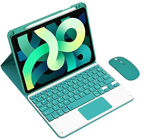 Funda Teclado para iPad Air 3 2019 /iPad Pro 10,5 2017 con Ranura para Pencil, QWERTY Teclado Español Ñ Bluetooth Inalámbrico Magnético Desmontable con Touchpad y Ratón Recargable, Verde Oscuro