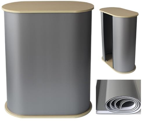 Innovz Messe Theke Empfangstheke Tragbarer Messetisch aus PP-Kunststoff, Gewellt, Ausstellungs-, Werbe-, Empfangs-, Verkaufsdisplay-, Rednerpult-Theke, B 18 X T 35,4 X H 35,4(Wood)