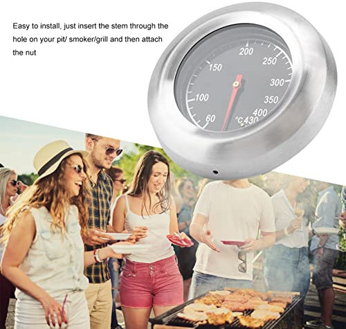 Thermomètre pour Barbecue en Acier Inoxydable, Jauge de Température pour Gril de Fumeur, Pratique, Installation Facile pour Gril de Fumeur