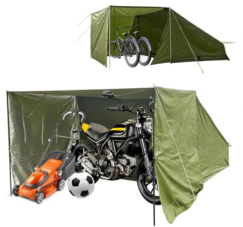 YSMSMZJK Gartenhütte mit Abnehmbarem Schattentuch Fahrrad Zelt mit 210D Oxford-Gewebe PU4000 Wasserdicht Fahrradgarage Für 2 Fahrräder Fahrradhülle Wohnmobil